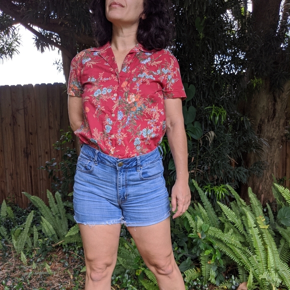 Vintage 70's Ralph Lauren Floral Short Sleeve Top - Picture 8 of 9